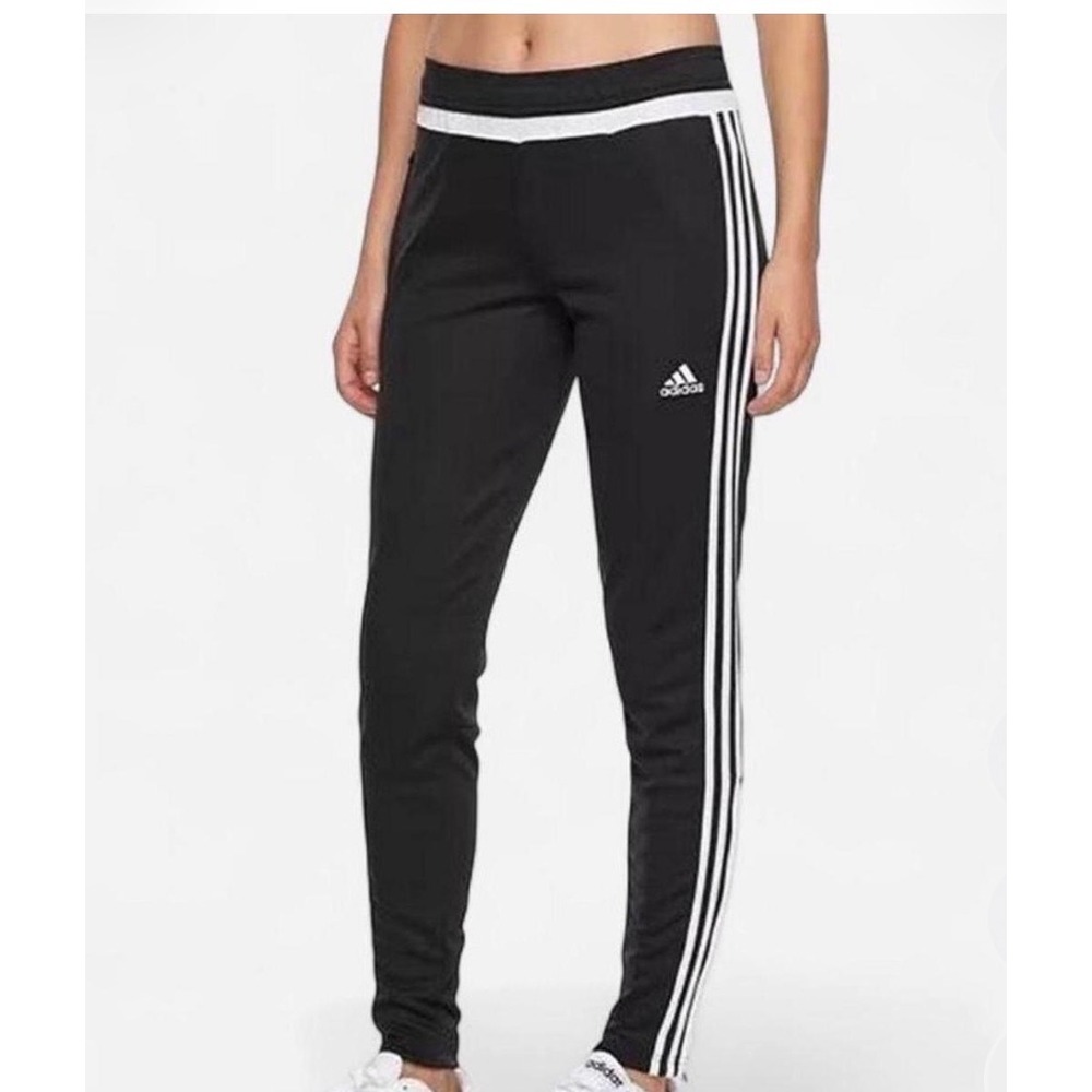 adidas Women's Small 3-Stripes Track joggers Pants black ankle zips athletic gym